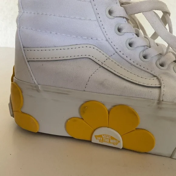 Vans Sk8 Hi Top Tapered Stackform OSF sneakers white with yellow daisy size 7 - Picture 9 of 16